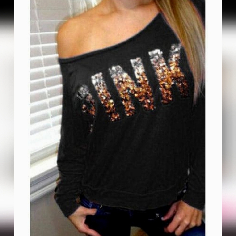VS PINK Sequin Bling Logo Top
